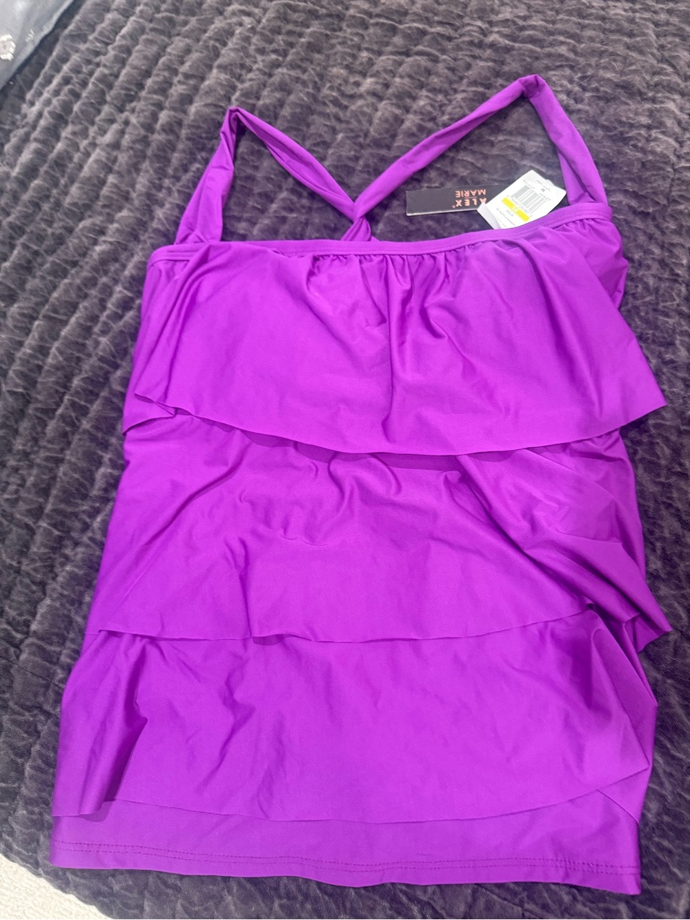 NWT Alex Marie Bright Purple Ruffle Tiered Tankini
